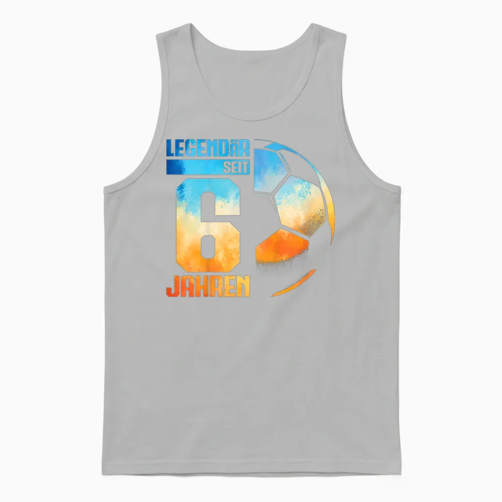 Kids 6th Birthday Retro Football Player 6 Years Boy Unisex Tank Top in Ash