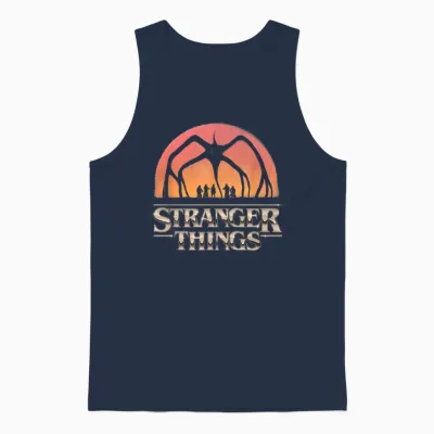 Stranger Things Season 5 Towering Mind Flayer Distressed Unisex Tank Top - Navy