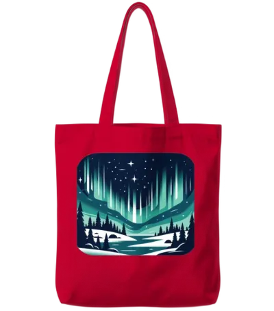 Northern Light Aurora Tote Bags - Red