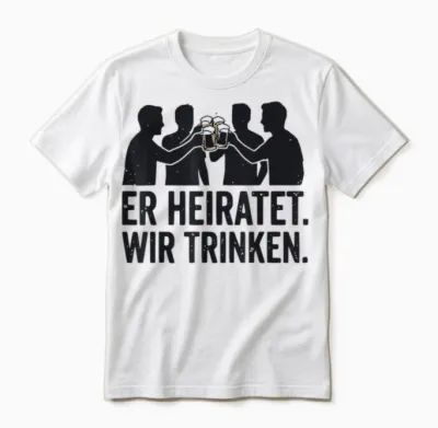 Er Heiratet Wir Trinken Jga Team Bräutigam Party Outfit Unisex T-Shirt - White