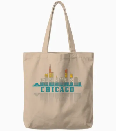 Chicago Illinois Souvenir Gift Tote Bags - Natural
