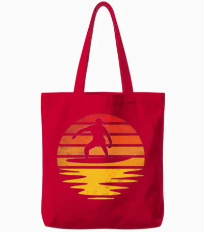Surfing Retro Tote Bags - Red
