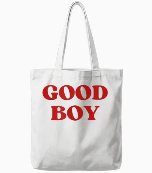 Good Boy Y2k Aesthetic 2000s Iconic Slogan T-Shirt, White, S Tote Bags - White