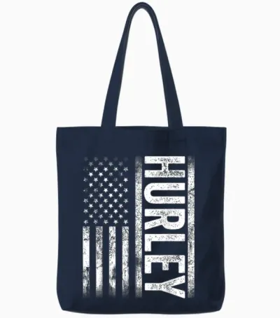 Hurley Ky Vintage Us American Flag Retro for Men Women Tote Bags - Navy