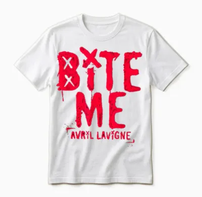 Offizielles Avril Lavigne Red Bite Me Unisex T-Shirt - White