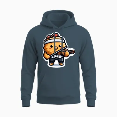 Violin Chicken Nugget Lover Chicken Nugget Violin Unisex Hoodie - Dark Heather