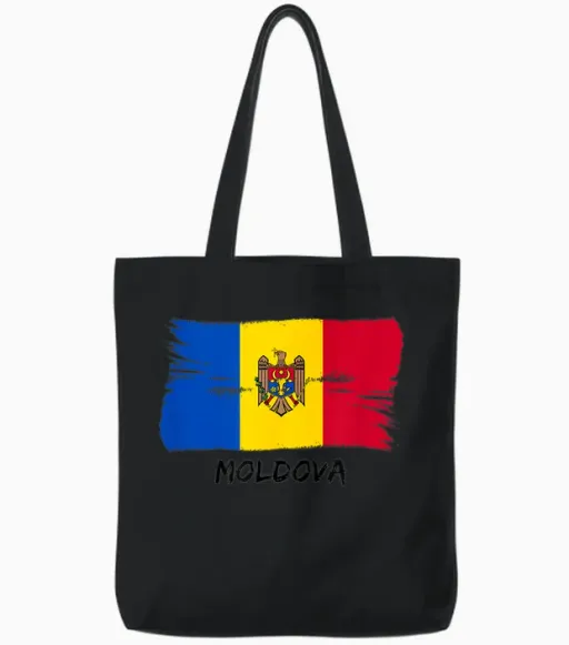 Flag Moldova Tote Bags - Black