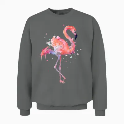 Rosa Flamingo Aquarell Vogel Tropischer Strand Kunstwerk Unisex Sweatshirt - Graphite Heather