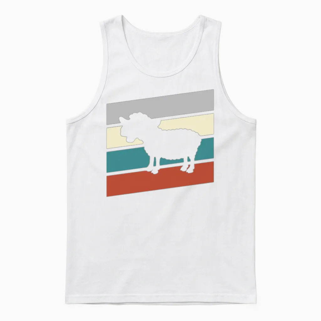 Sheep Retro Unisex Tank Top in White