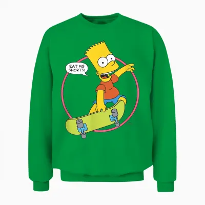 The Simpsons Bart Simpson Eat My Shorts Unisex Sweatshirt - Irish Green