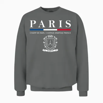 Shop Paris T-Shirt Online - Souvenirs De Paris Unisex Sweatshirt - Graphite Heather