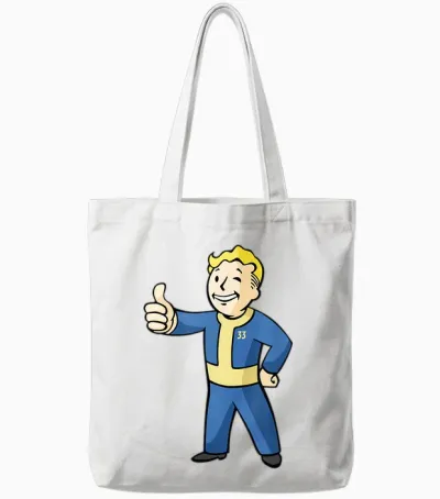Fallout - Vault Boy T-Shirt, Black Tote Bags - White