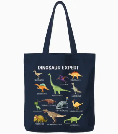 Dinosaur Boys Tee for Kids Adult Toddler Cute Mens Dinosaur Tote Bags - Navy