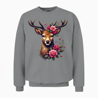 Deer T-Shirt Women's Costume Shirt Dirndl Shirt Costume T-Shirt, Black, S Unisex Sweatshirt - Sport Grey