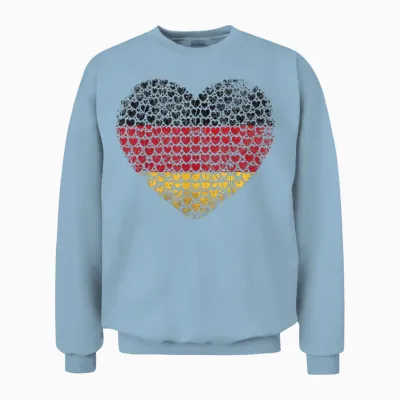 Deutschland Flaggenherz Aus Kleinen Herzen Schwarz Rot Gold Unisex Sweatshirt - Light Blue