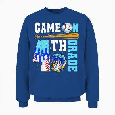4th Grade Back to School Baseball Drip Ice Cream Game On Unisex Sweatshirt - Royal