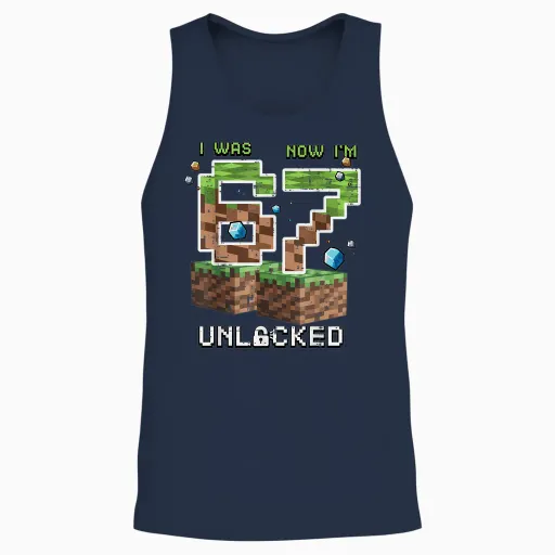 7th Birthday I Was 6 Now Im 7 Unlocked 67 Boys Unisex Tank Top - Navy