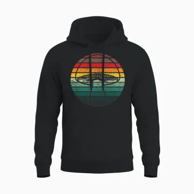 Retro Layers Mushroom Unisex Hoodie - Black