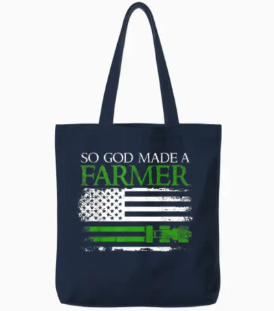 So God Made a Farmer, Farming Farmer Tote Bags - Navy