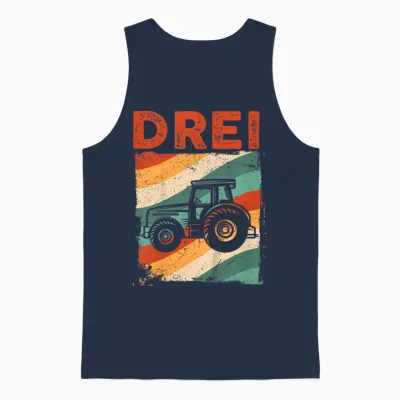 3. Geburtstag Retro Traktor Junge Trecker Bauer Kinder Unisex Tank Top - Navy
