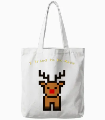 Pixel Rudolph Tote Bags - White