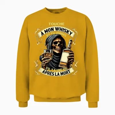 Touch My Whiskey and You'll See if There's Life After T-Shirt, Black, S Unisex Sweatshirt - Gold