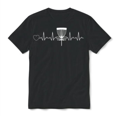 Disc Golf Heartbeat Disc Golf Basket Disc Golf Unisex T-Shirt - Black