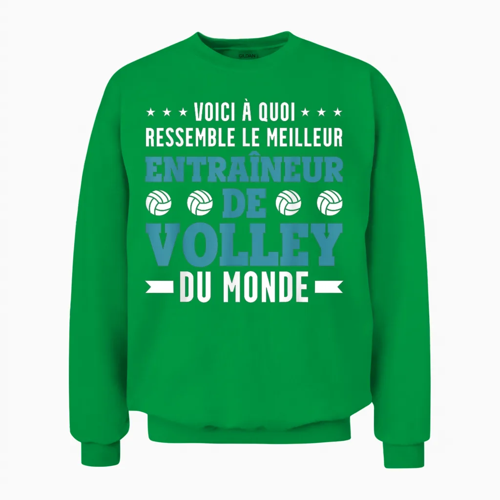 The Best Volleyball Coach Funny Volleyball Coach Unisex Sweatshirt in Irish Green