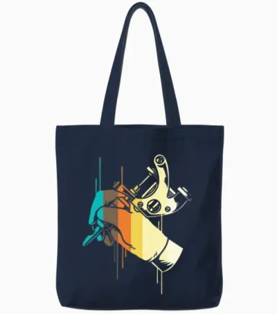 Retro Tattoo Artist Tote Bags - Navy