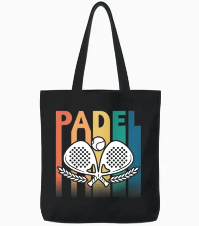 Padel Tennis Retro Vintage Tote Bags - Black