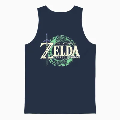 The Legend of Zelda Tears of the Kingdom Official Logo Short Sleeve T-Shirt, Black, Small Unisex Tank Top - Navy