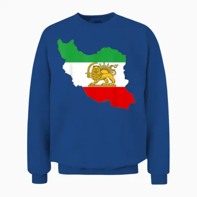 Iran Map with Lion and Sun Emblem, Persian Unisex Sweatshirt - Royal