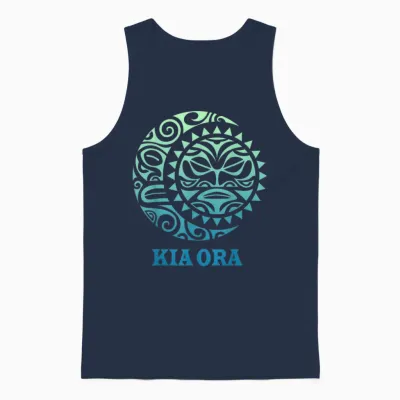 Neuseeland Sonne Mond Kia Ora Kultur Sonne Mond Symbol Haka Unisex Tank Top - Navy