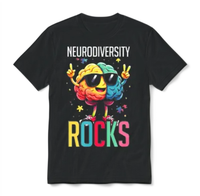 Autistic Autism Neurodiversity Rocks Unisex T-Shirt - Black
