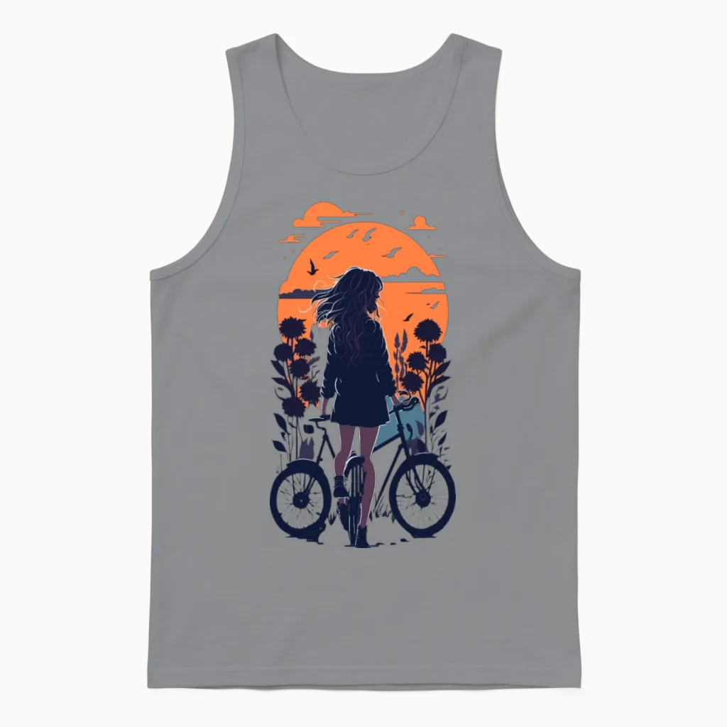 Fanny Cute Girl Design. Sunset Unisex Tank Top in Sport Grey