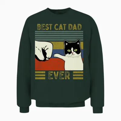 Vintage Best Cat Dad Ever Bump Unisex Sweatshirt - Forest