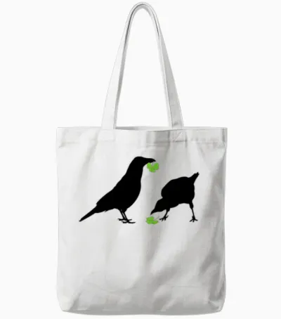 Saint Patrick's Day Kelly Green Shamrock Crows Tote Bags - White