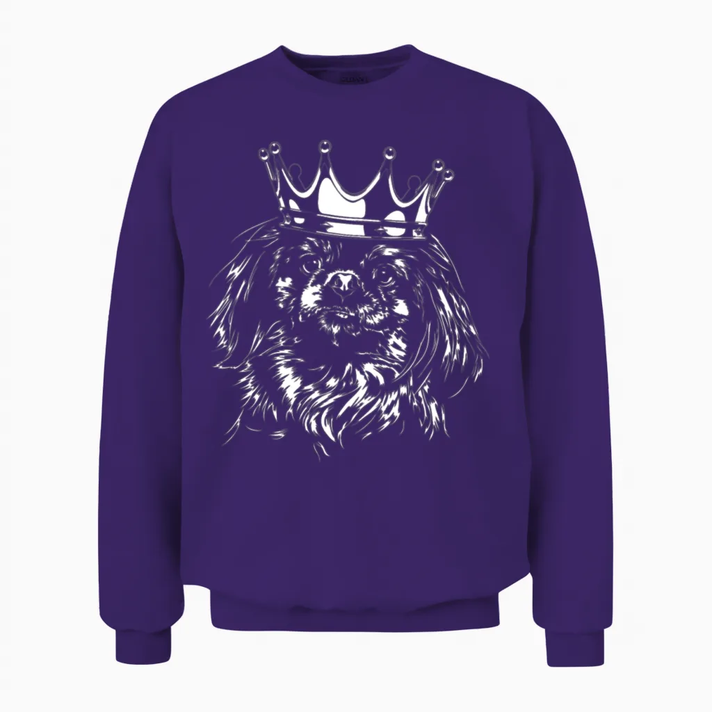 Funny Pekingese Dog Crown Dog Mom Unisex Sweatshirt in Purple