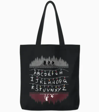 Netflix Stranger Things Alphabet Lights Tote Bags - Black