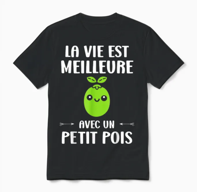 Humour Vegetables Je M'en Fous Je Suis Un Un Petit Pois T-Shirt, Black, S Unisex T-Shirt in Black
