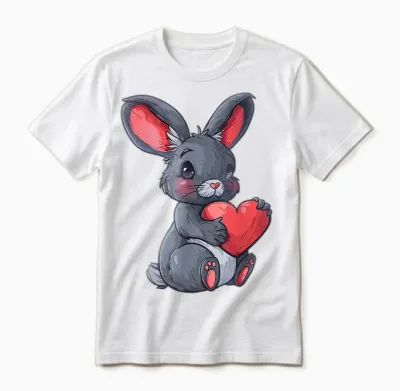 Niedlicher Hase Mit Herz Liebevolles Design Unisex T-Shirt - White