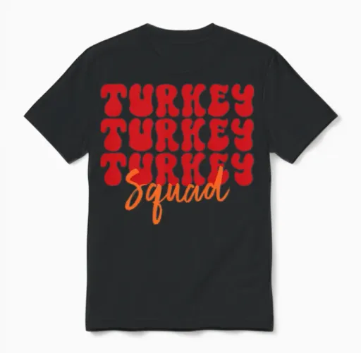 Turkey Squad Thanksgiving Family Unisex T-Shirt in Black