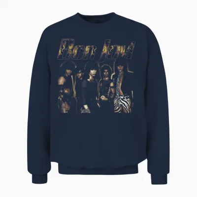 Official Bon Jovi Flames Unisex Sweatshirt - Navy