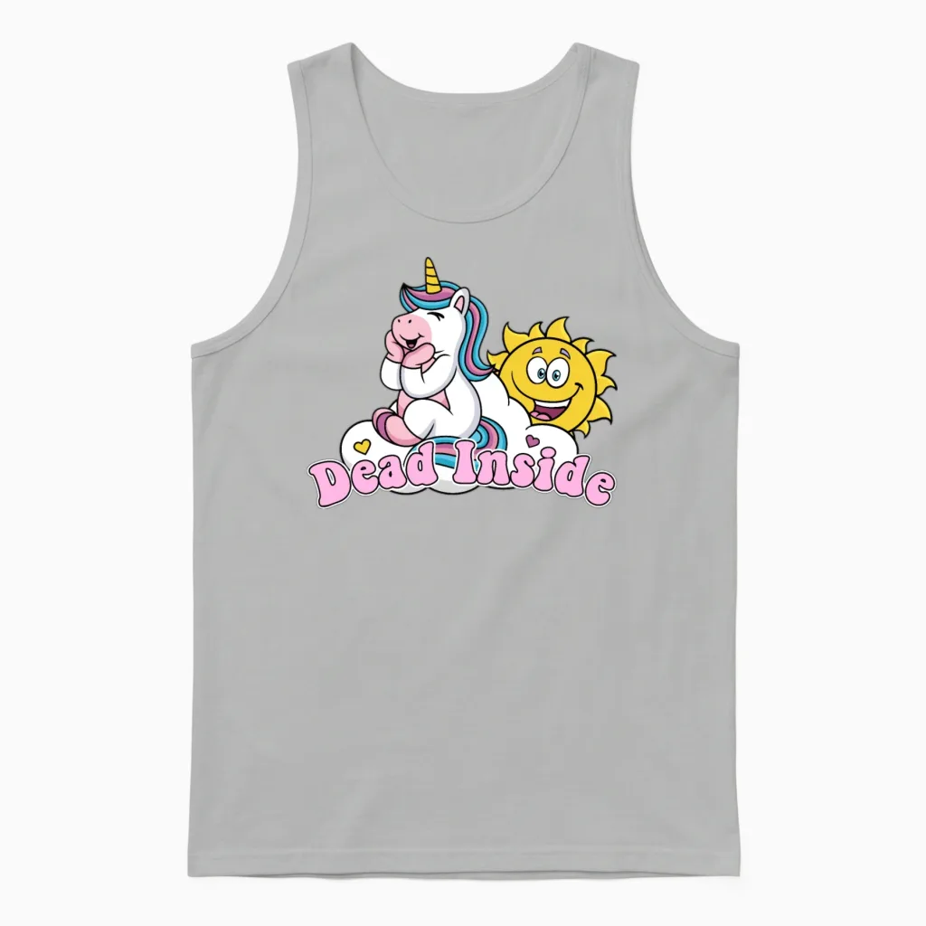 Dead Inside Kawaii Unisex Tank Top in Ash