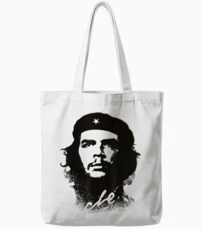 Che Guevara Revolution Rebel Cuba T-Shirt, Green, S Tote Bags - White