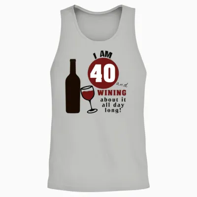 40th Birthday Wine Funny Unisex Tank Top - Ash