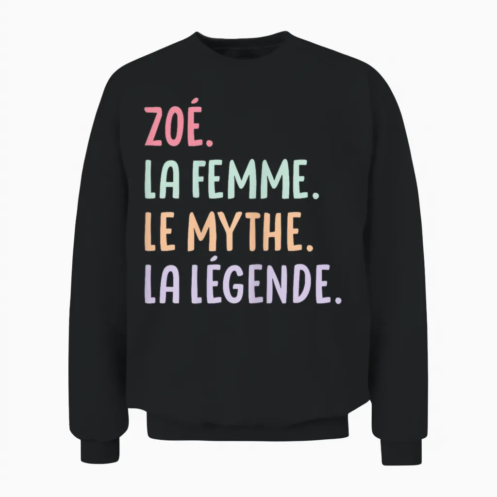 Woman Girlfriend Humour Personalized Gift Name ZoΓ© T-Shirt, Black, Female X-Small Unisex Sweatshirt in Black