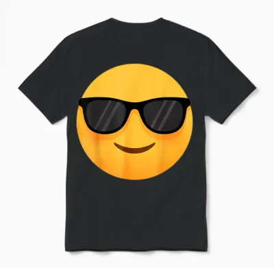 Funny Emoticon Cool Smiling Face with Sunglasses Unisex T-Shirt - Black