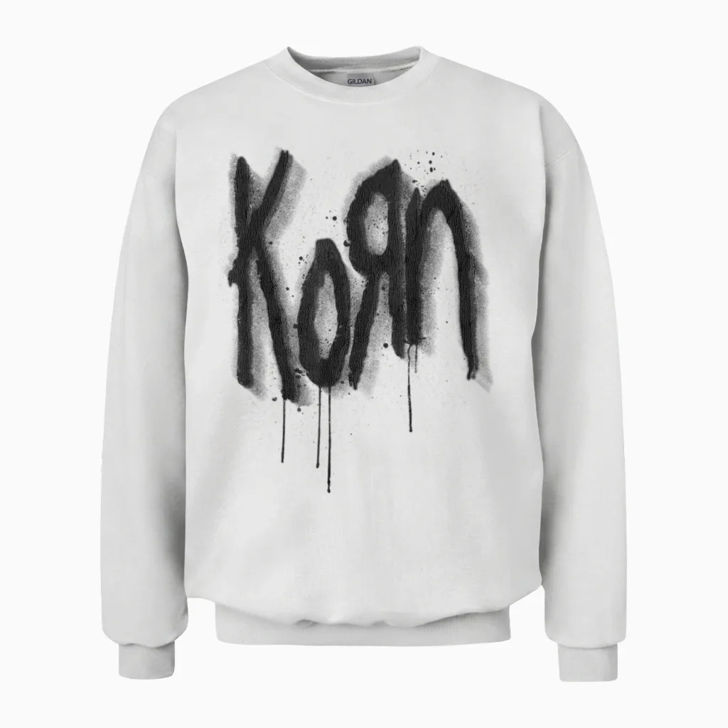 Korn Logo Spray Paint Unisex Sweatshirt in White