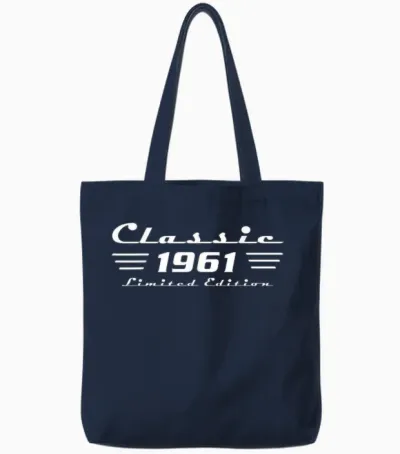 1961 Birthday Man 65th Decoration Funny 65s 65th Birthday Tote Bags - Navy